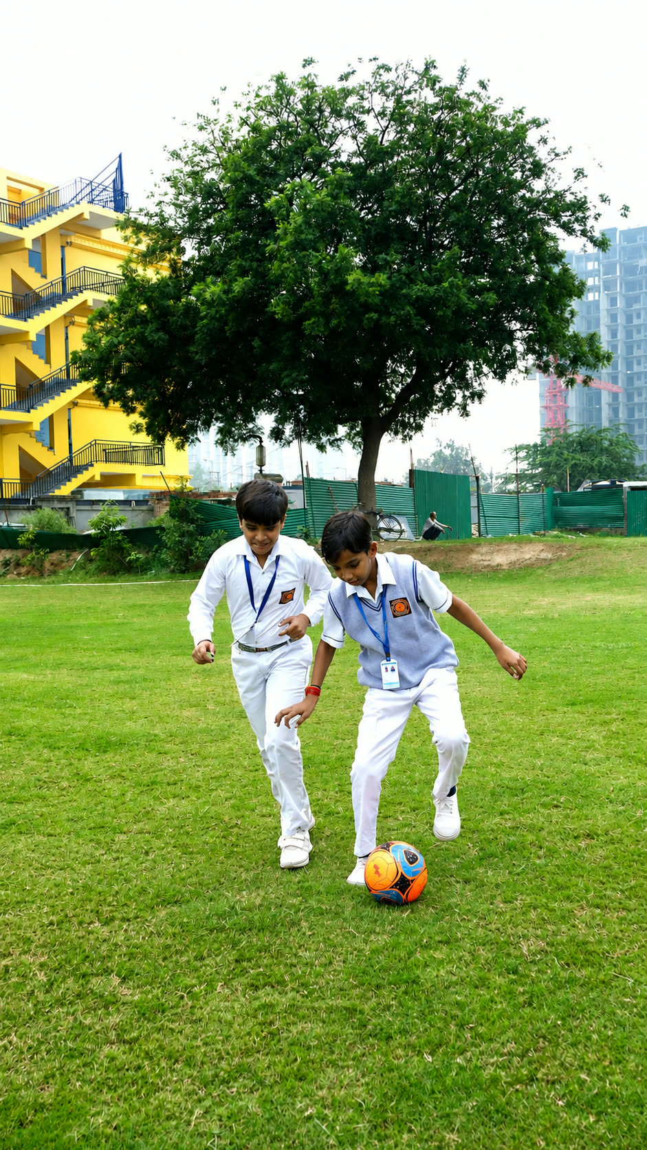Schoolyard football playtime