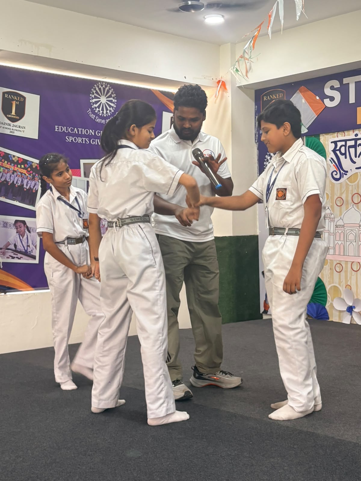 Students practising basic self-defence techniques