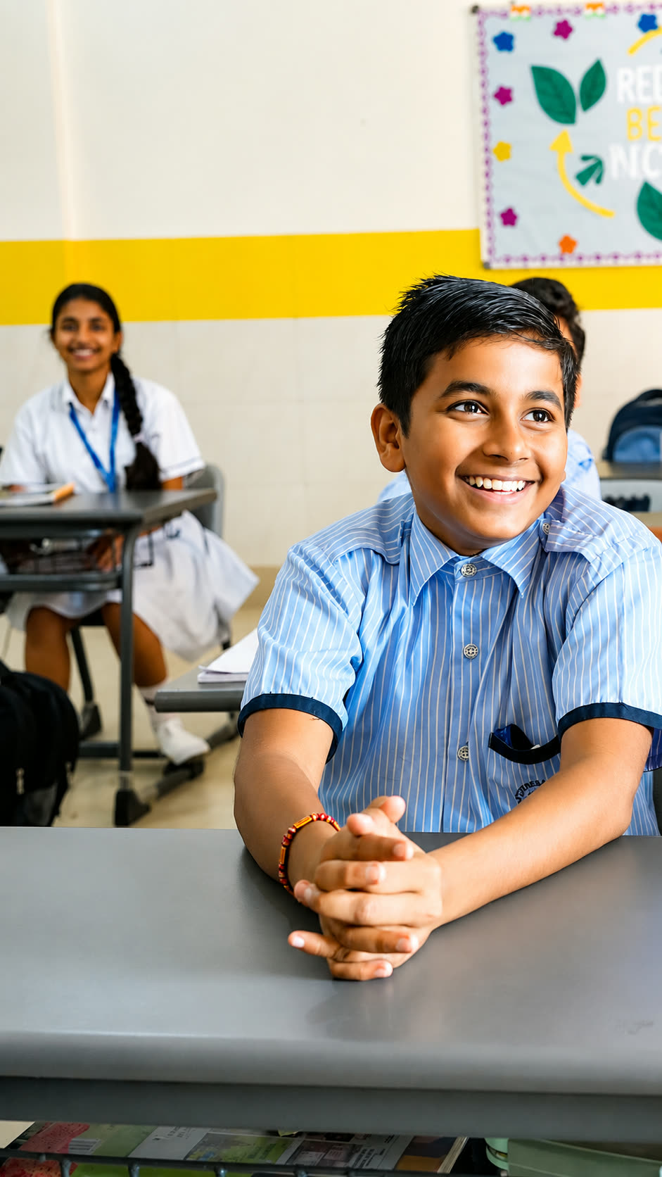 Student working in class